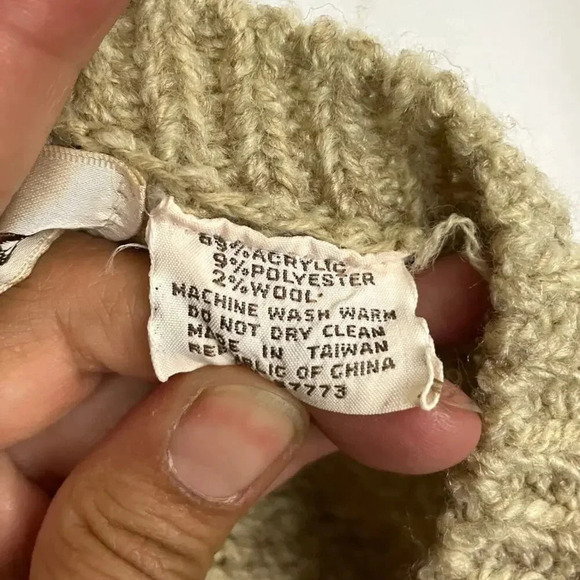 VTG Oak Tree Acrylic Chunky 90s Sweater Men's LARGE Retro Casual V-Neck - Picture 4 of 11